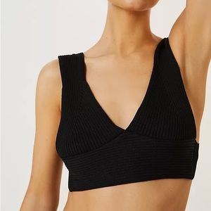 NWT Anthropologie Knit V-Neck Crop Top Size Large